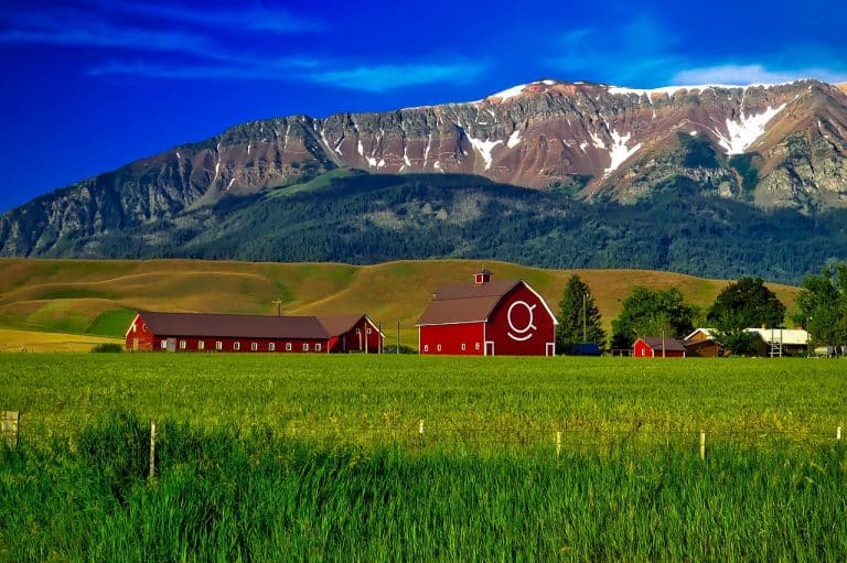 USA Reisen - Eine rote Scheune in Oregon.